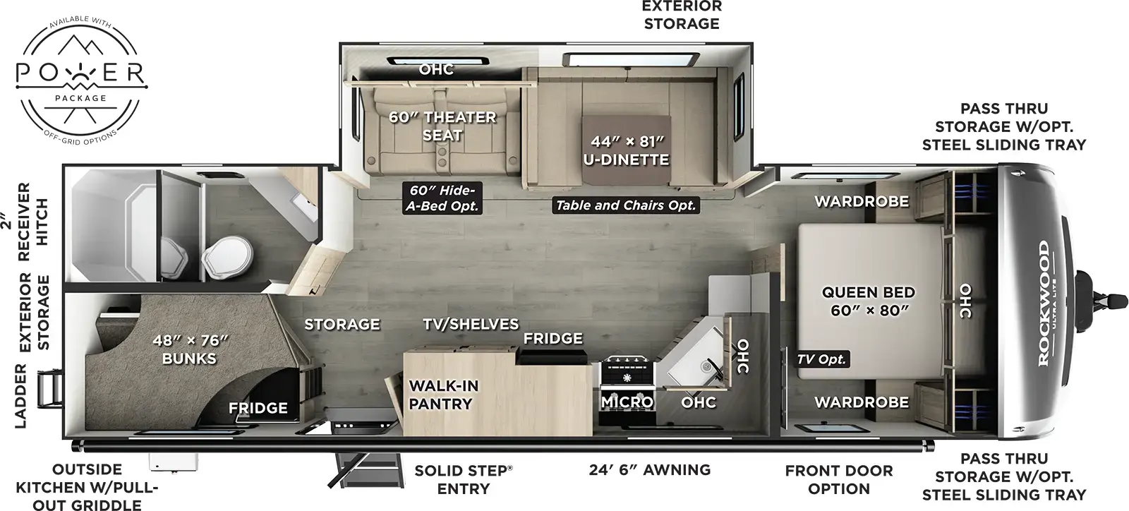 Rockwood Ultra Lite Travel Trailers 2706BH Floorplan